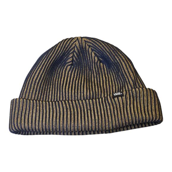Vans Women's Striped Beanie – Navy & Tan - Picture 2 of 3